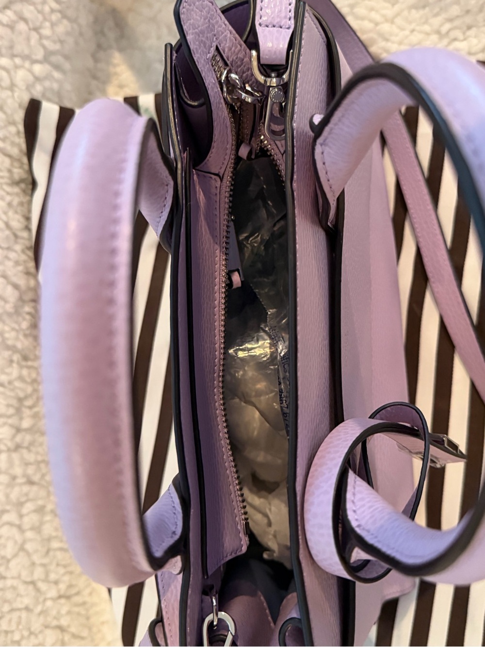Henri Bendel Barrow Street Leather Satchel in Lilac Breeze - Picture 3 of 7